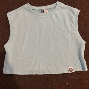teal Blue divided beach sleeveless Crop Top